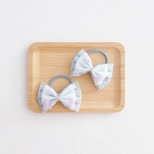 Girl Hair Tie Bow Sheer Beads Pair (GPT9427)